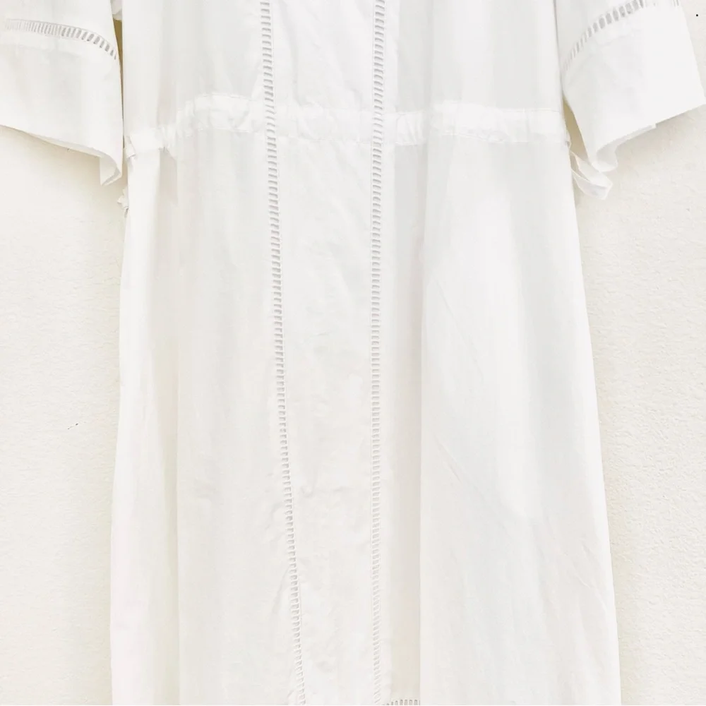 NWT Everlane The Lace Trim Caftan Dress Size: Medium Color: White - Picture 6 of 16